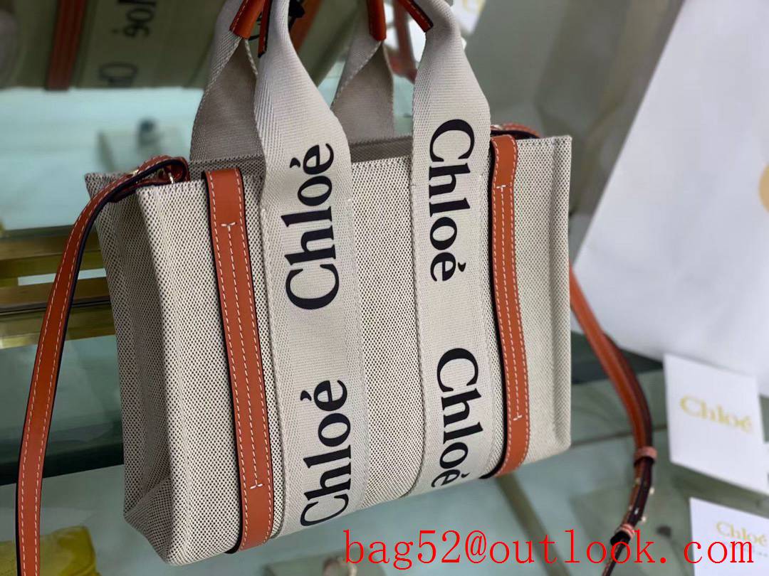 Chole medium tote with straps navy stripes shopping shoulder brown strap bag