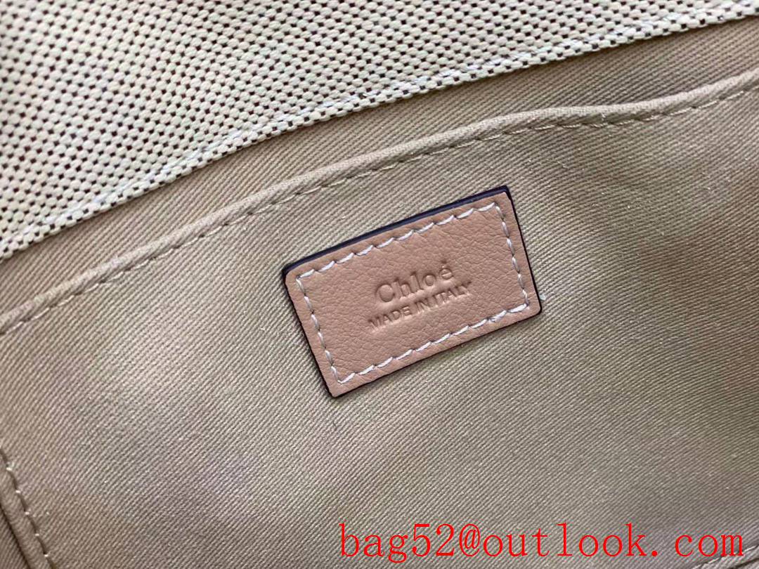 Chole hand embroidery logo tote canvas woody handbag small pink bag