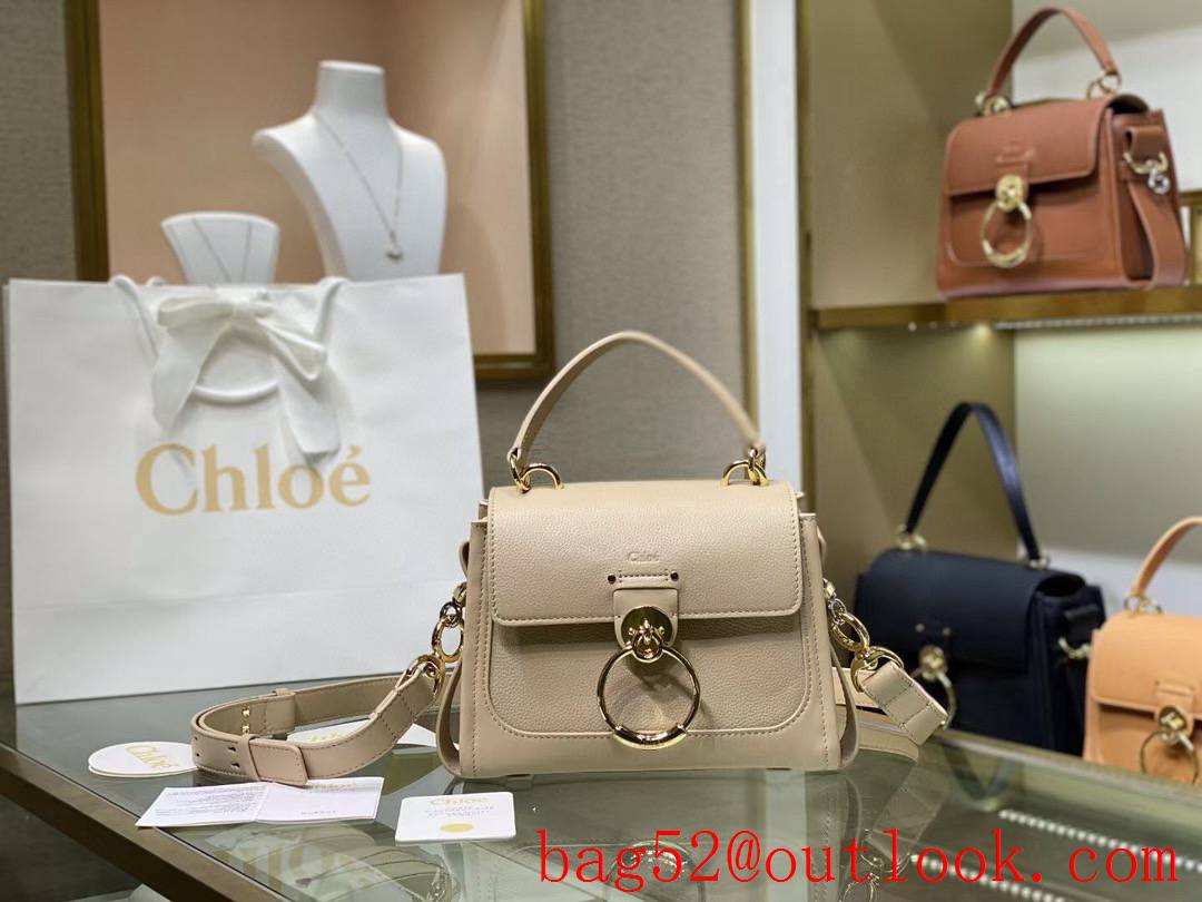 Chole O Metal logo soft grained calfskin handbag crossbody cream small bag