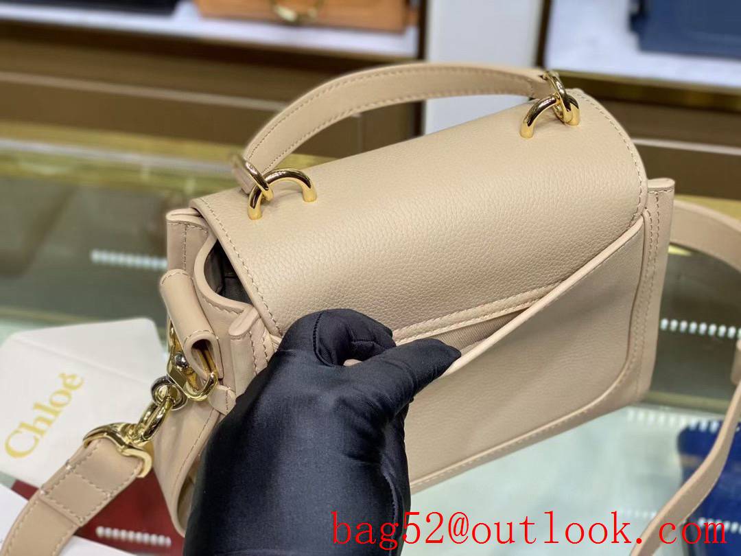 Chole O Metal logo soft grained calfskin handbag crossbody cream small bag