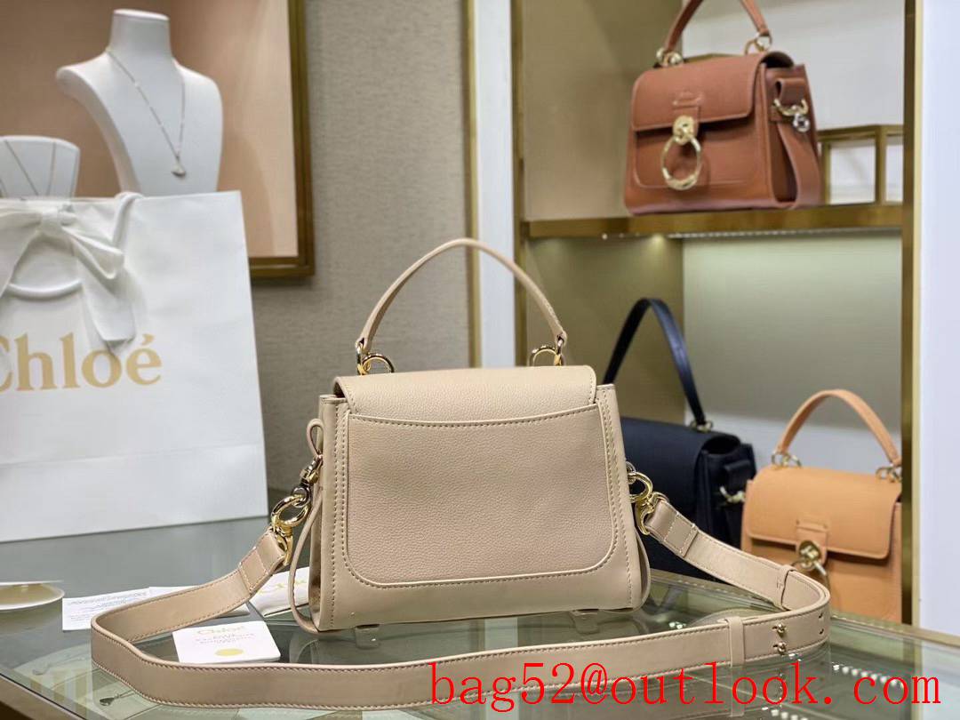 Chole O Metal logo soft grained calfskin handbag crossbody cream small bag