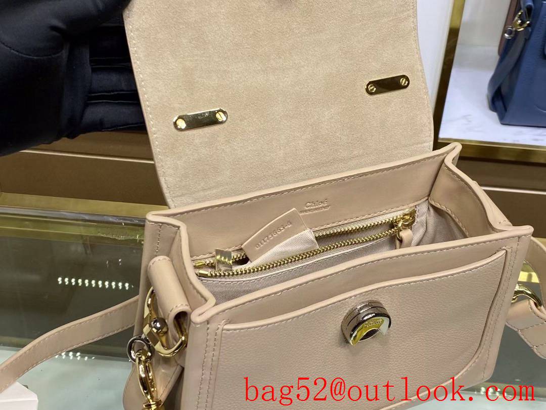 Chole O Metal logo soft grained calfskin handbag crossbody cream small bag