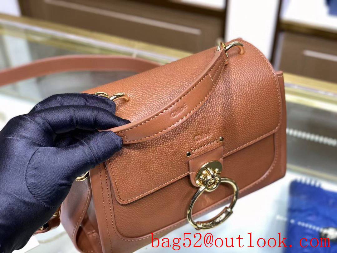 Chole small darkbrown O Metal logo soft grained calfskin handbag crossbody bag
