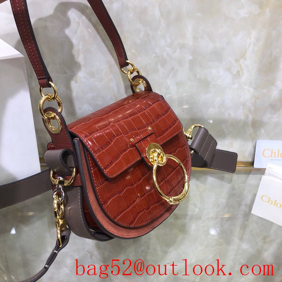 Chole dark red new Tess combination pattern calfskin pony embroiderygravure baroque-style 