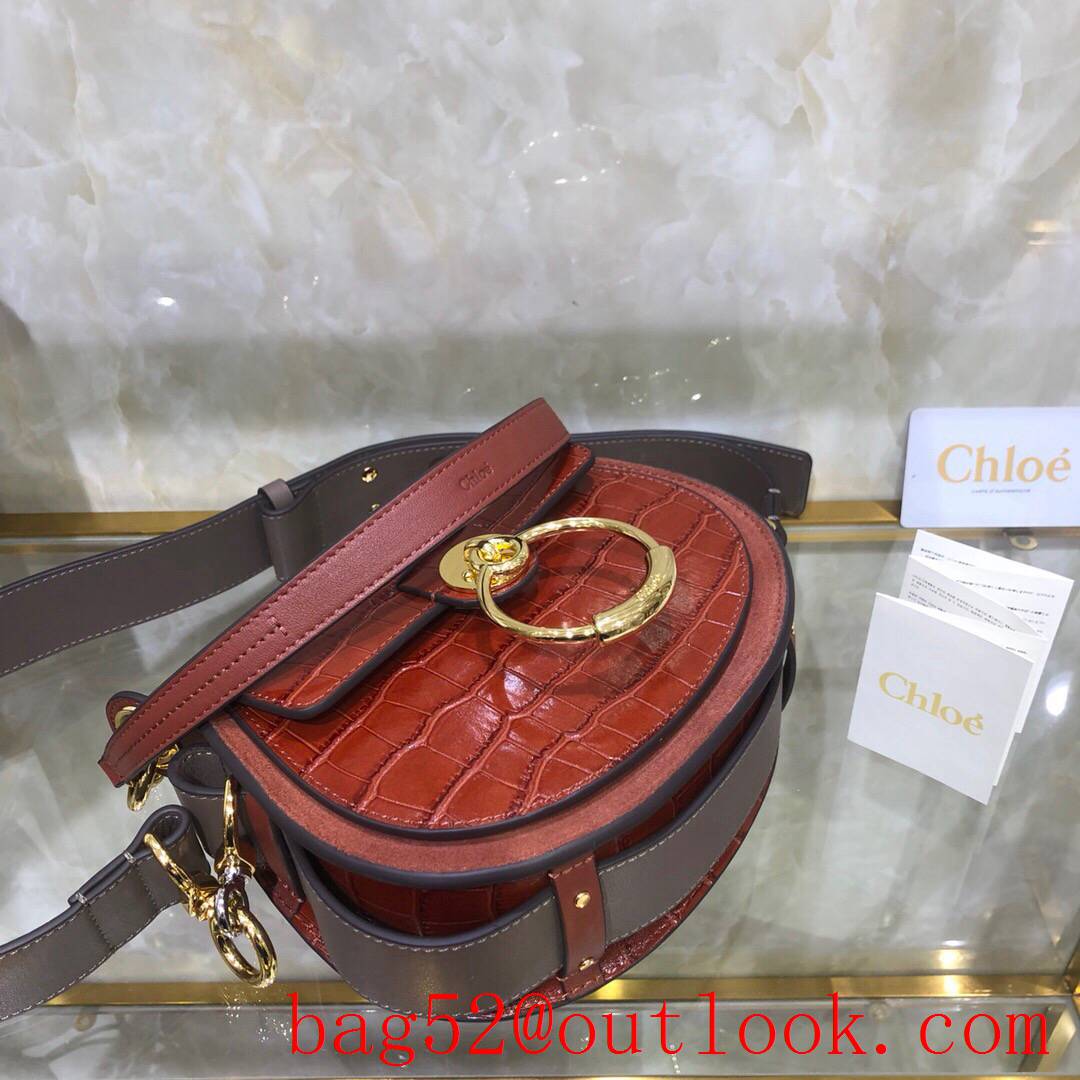 Chole dark red new Tess combination pattern calfskin pony embroiderygravure baroque-style 