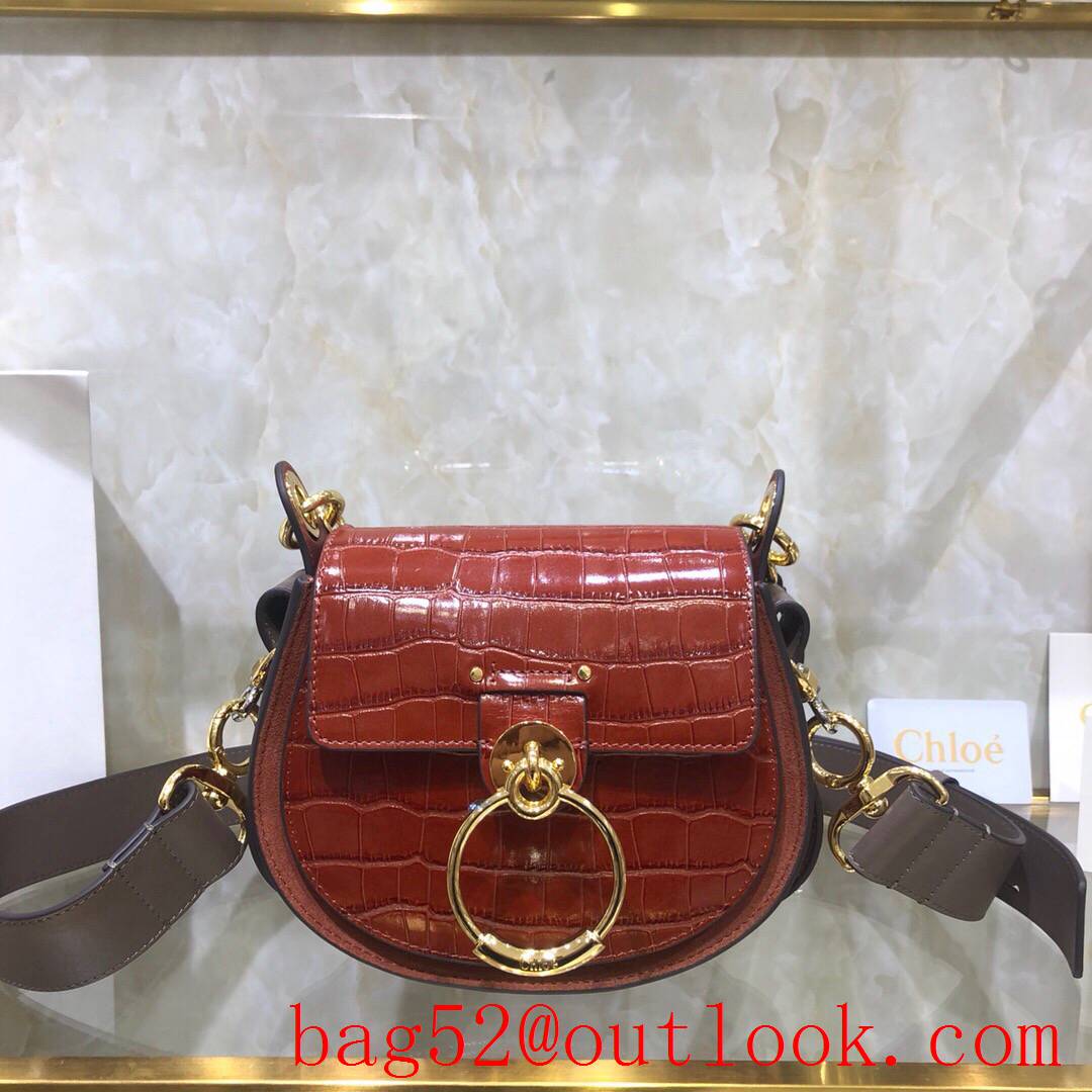 Chole dark red new Tess combination pattern calfskin pony embroiderygravure baroque-style 