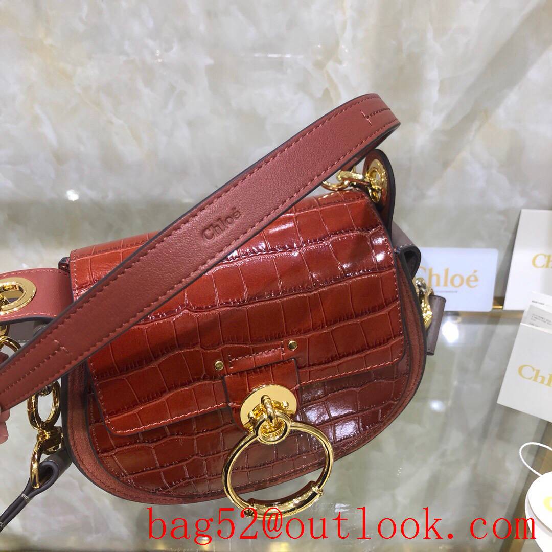 Chole dark red new Tess combination pattern calfskin pony embroiderygravure baroque-style 