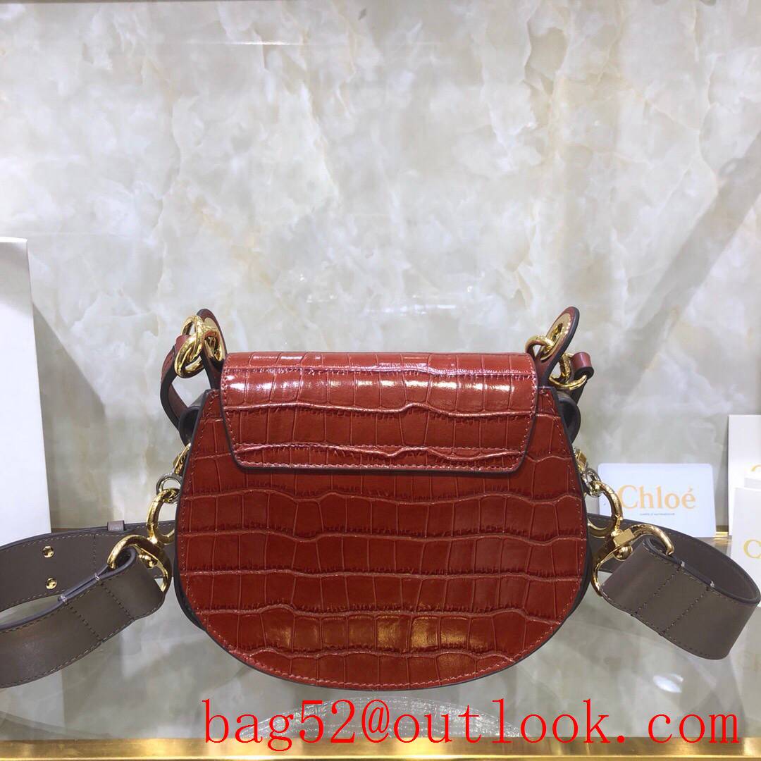 Chole dark red new Tess combination pattern calfskin pony embroiderygravure baroque-style 