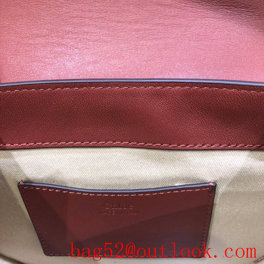 Chole dark red new Tess combination pattern calfskin pony embroiderygravure baroque-style 