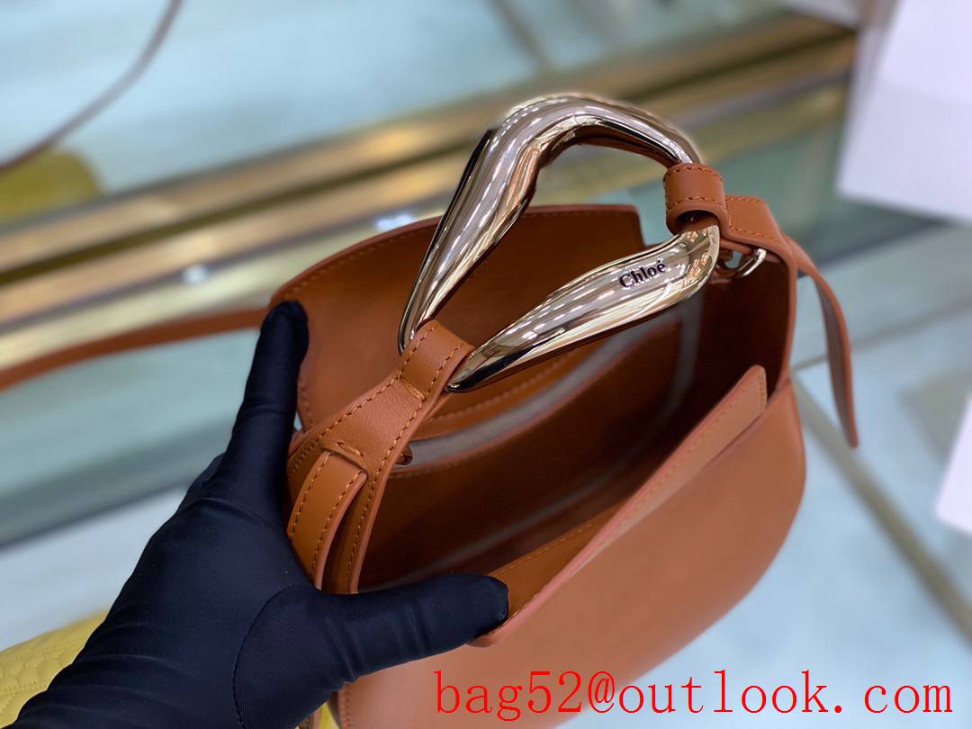 Chole dark brown hobo Kiss collection Lip metal handle leather bag