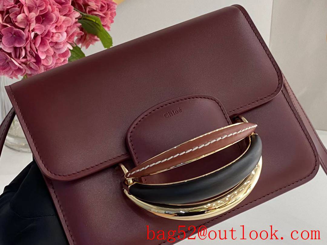 Chole shoulder crossbody handbag dark brown medium Kattie Bracelet metal black ring bag