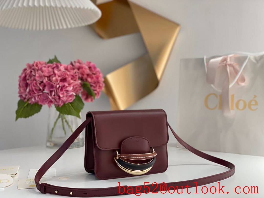 Chole shoulder crossbody handbag dark brown medium Kattie Bracelet metal black ring bag