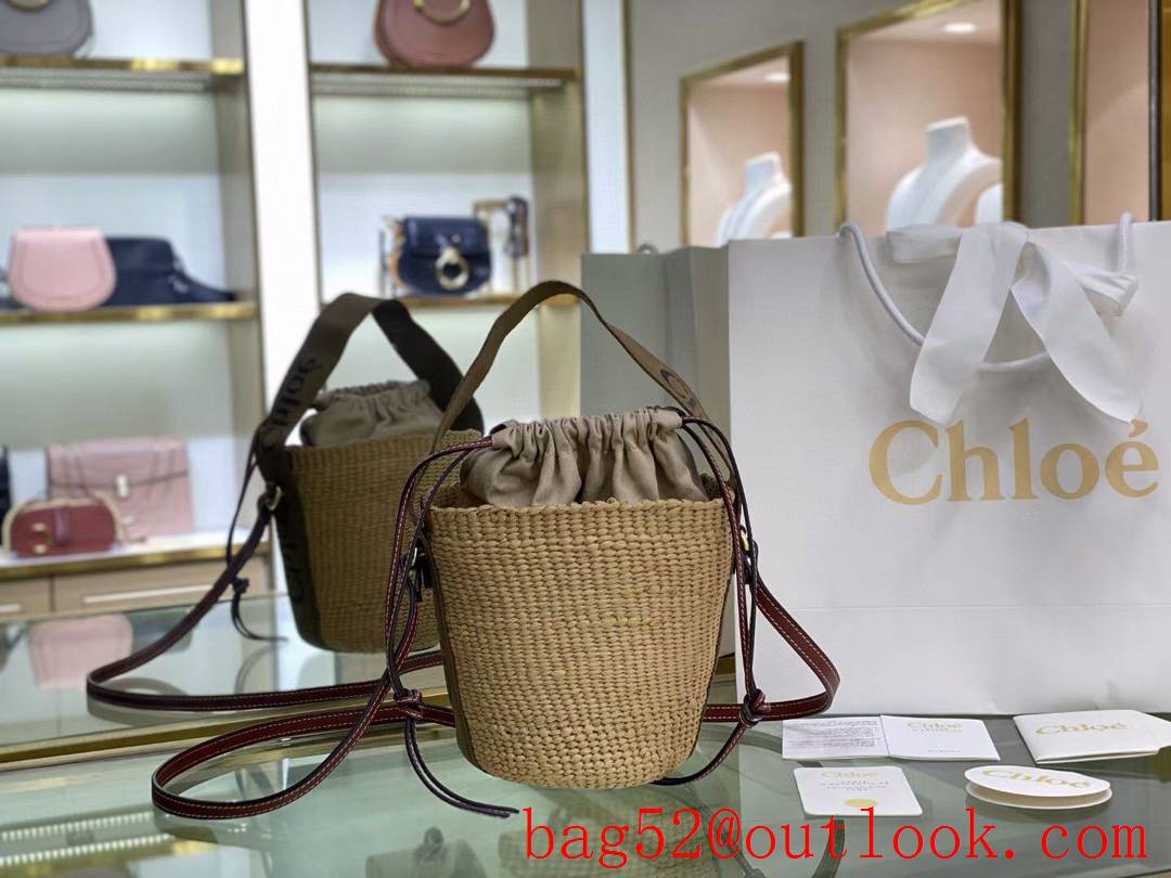 Chole Small apricot Woody Basket Bag Ribbon rounded shoulder cross-body handbag