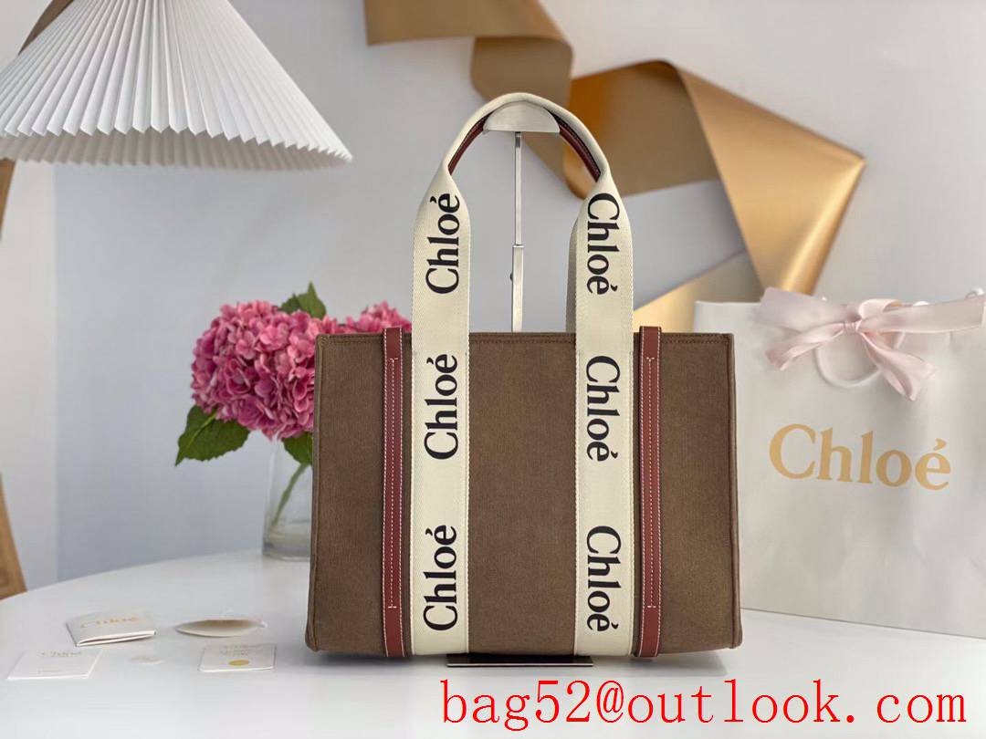 Chole apricot medium Woody tote bag beidge strap lady handbag