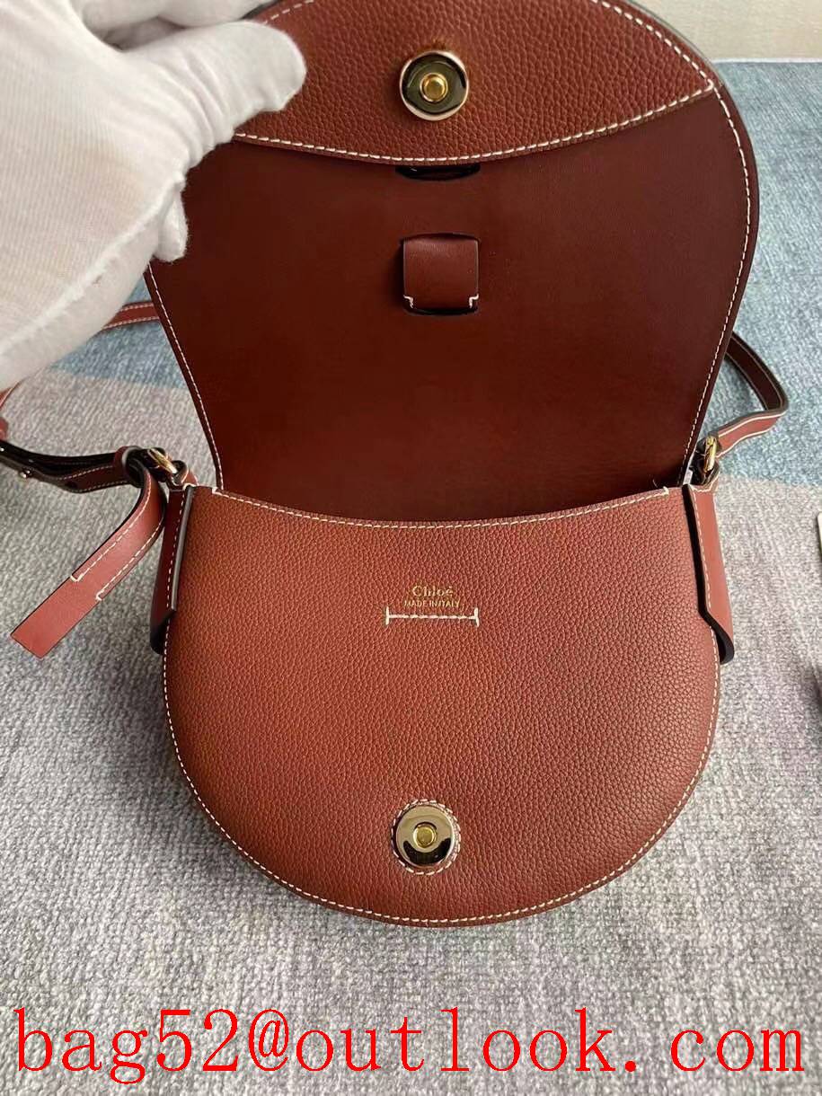 Chole darryl brown waist saddle Magnetic snap closure shoulder handbag