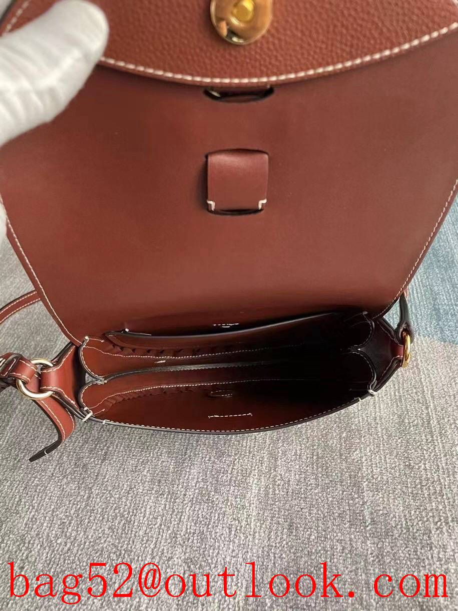 Chole darryl brown waist saddle Magnetic snap closure shoulder handbag