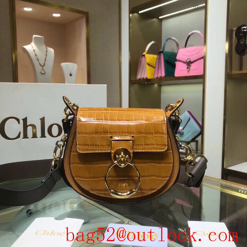 Chole light brown leather medium embroidery shoudler bag