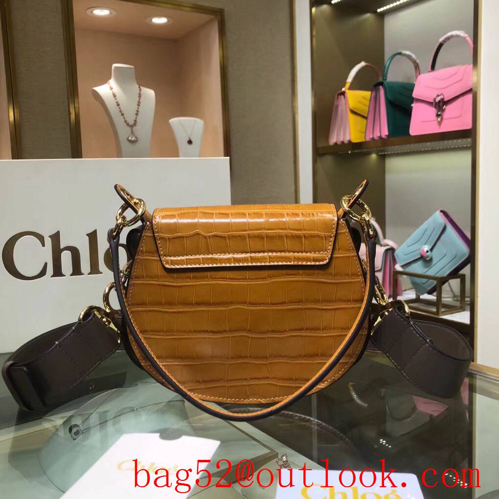 Chole light brown leather medium embroidery shoudler bag