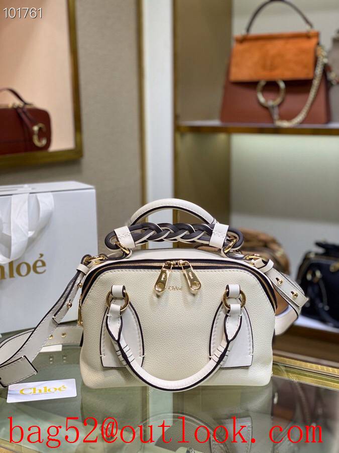 Chole copper-gold-plated copper-gold-plated double zipper design white medium handbag
