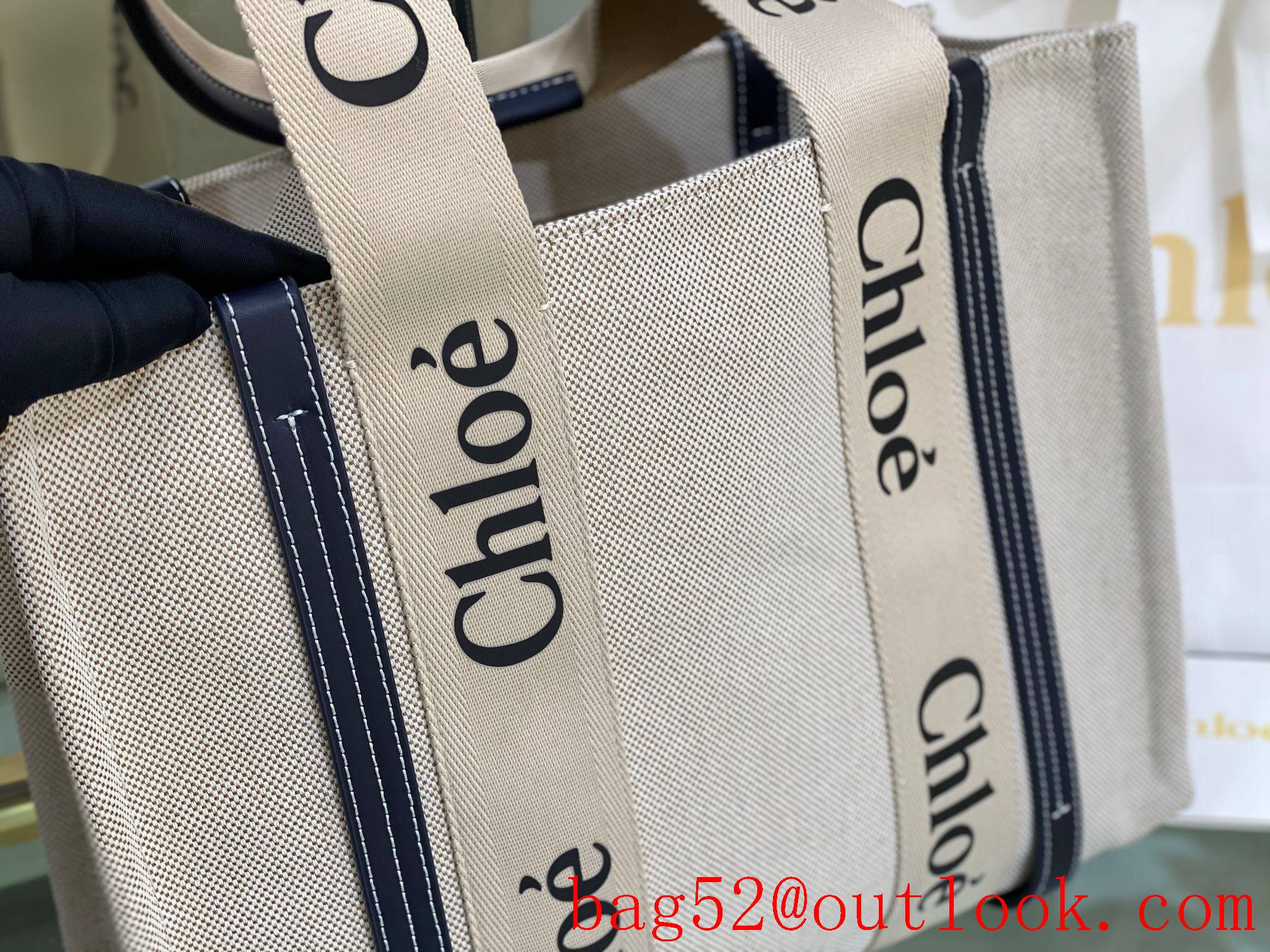 Chole cream small big capacity woody waterproof cotton canvas tote bag