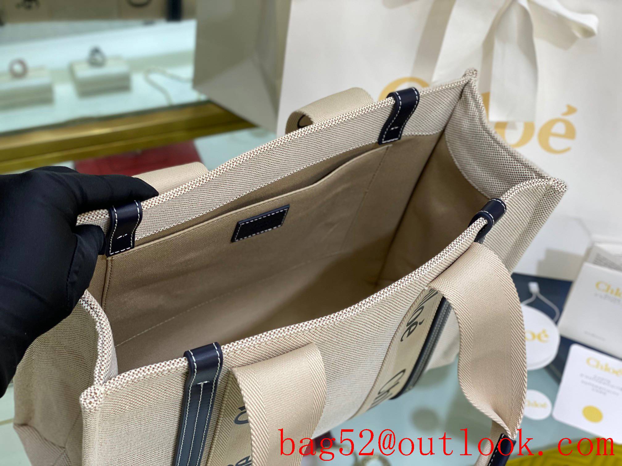 Chole cream small big capacity woody waterproof cotton canvas tote bag