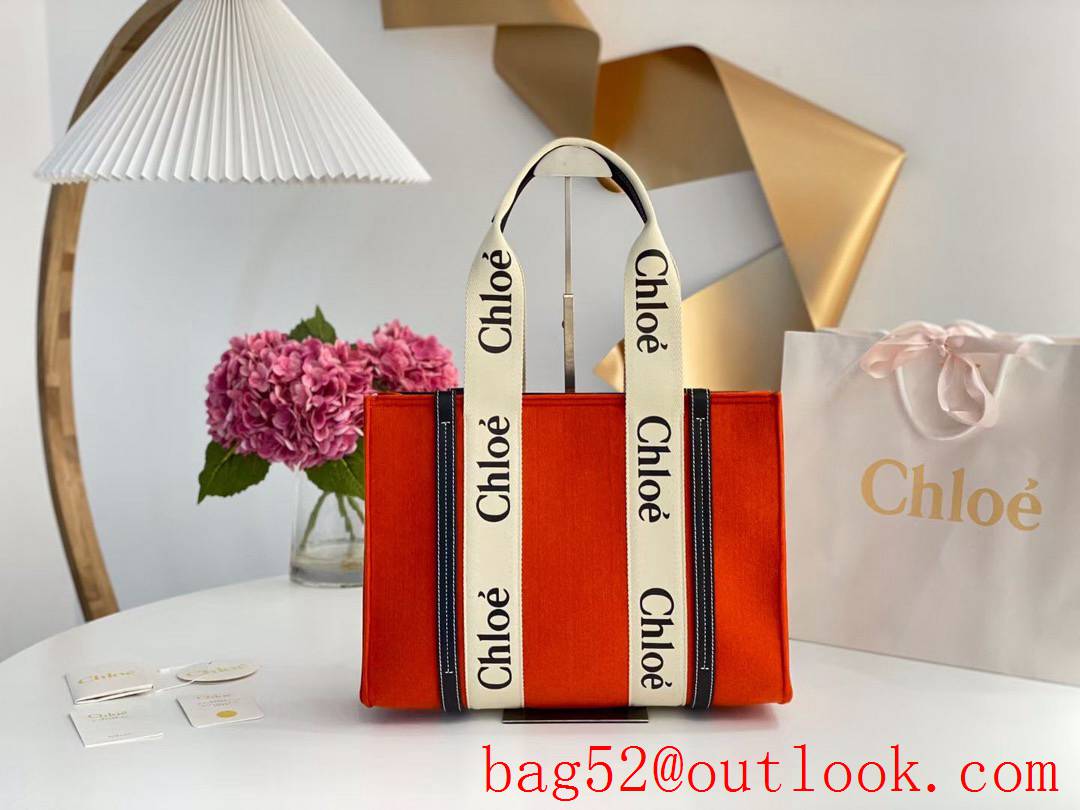 Chole strap wool blend fabric lady tote handbag orange cream medium bag