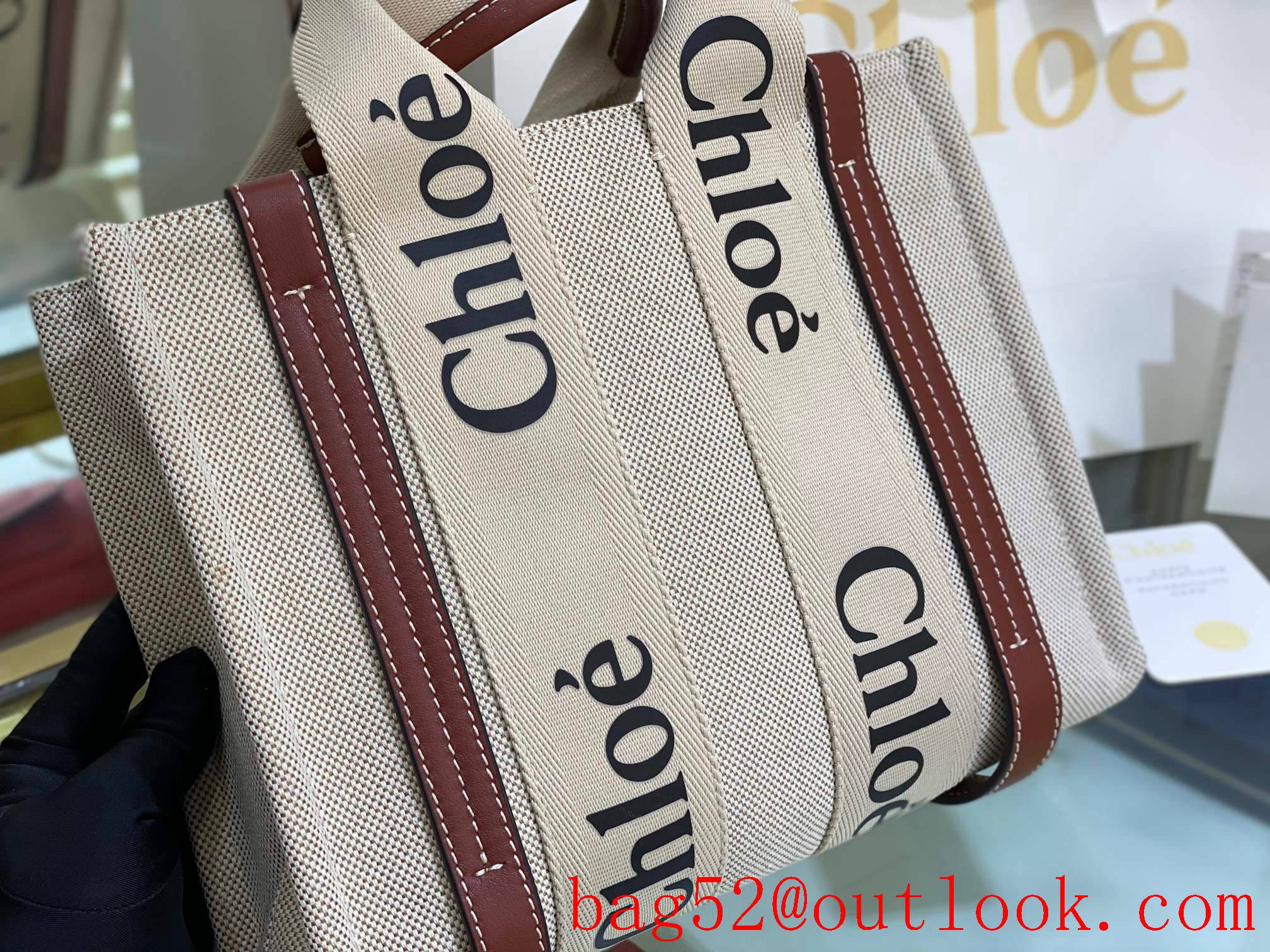 Chole small redline embroidery waterproof canvas tote handbag