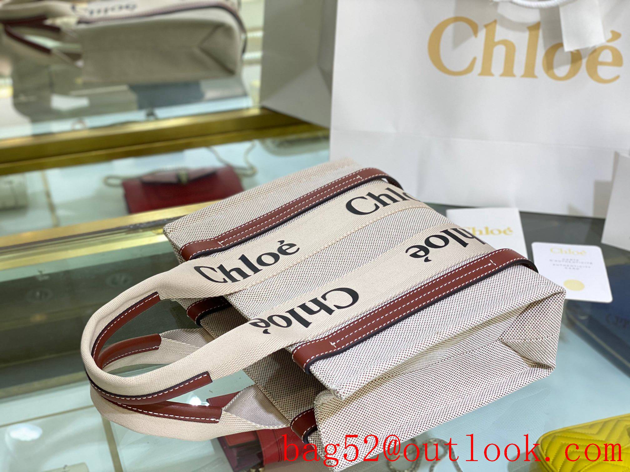 Chole small redline embroidery waterproof canvas tote handbag