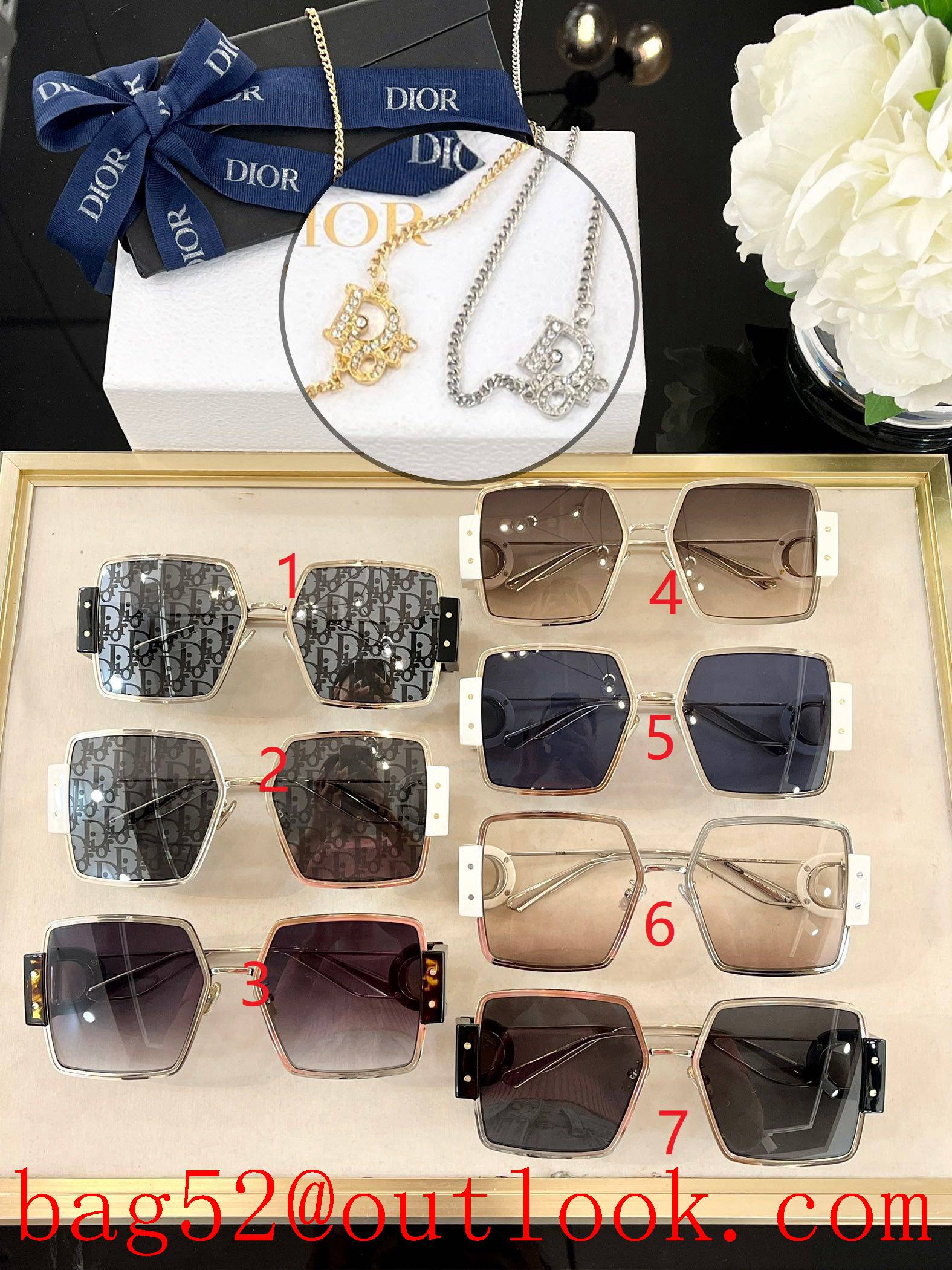 Dior high version chain diamond women sunglasses