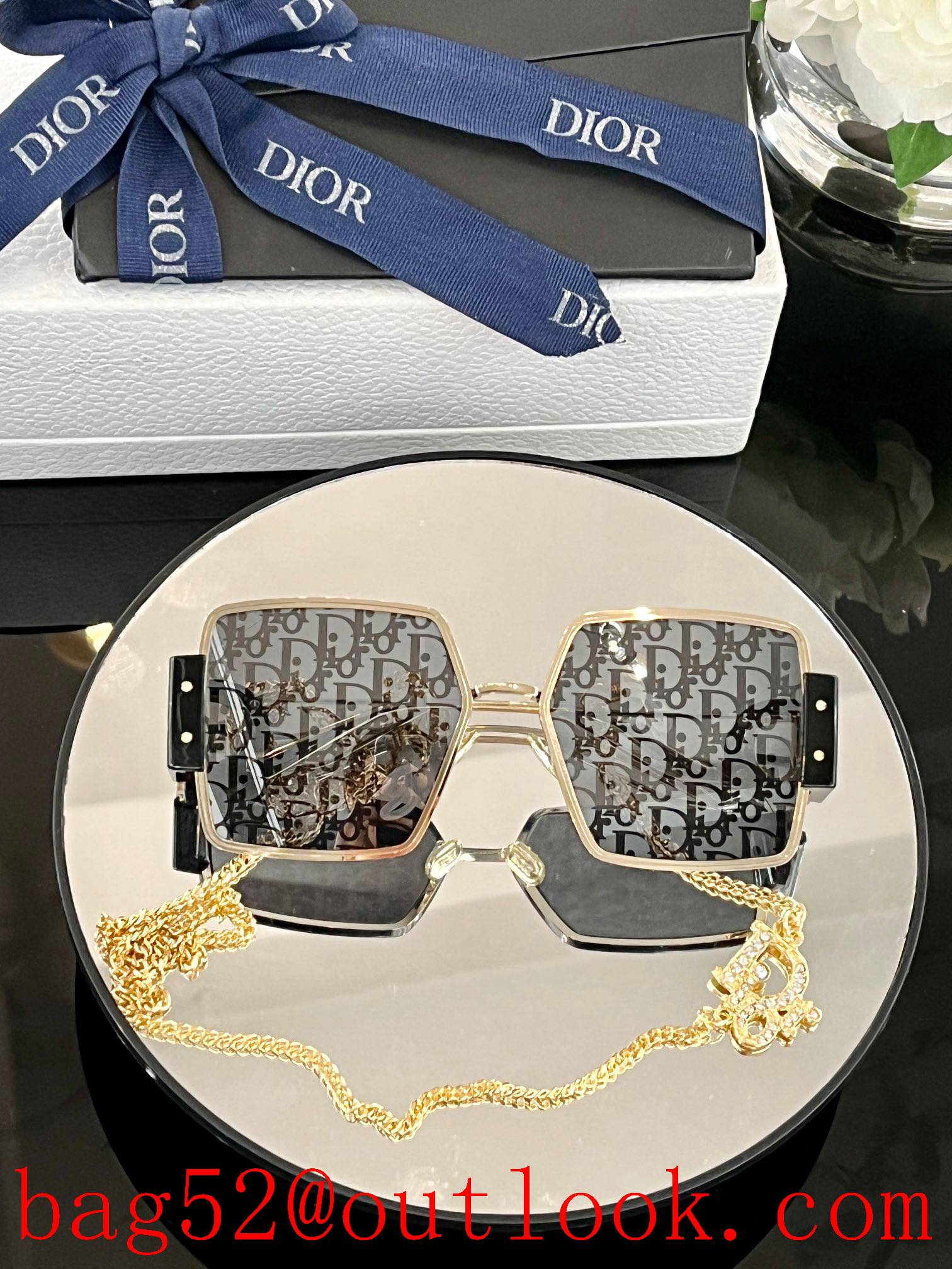 Dior high version chain diamond women sunglasses