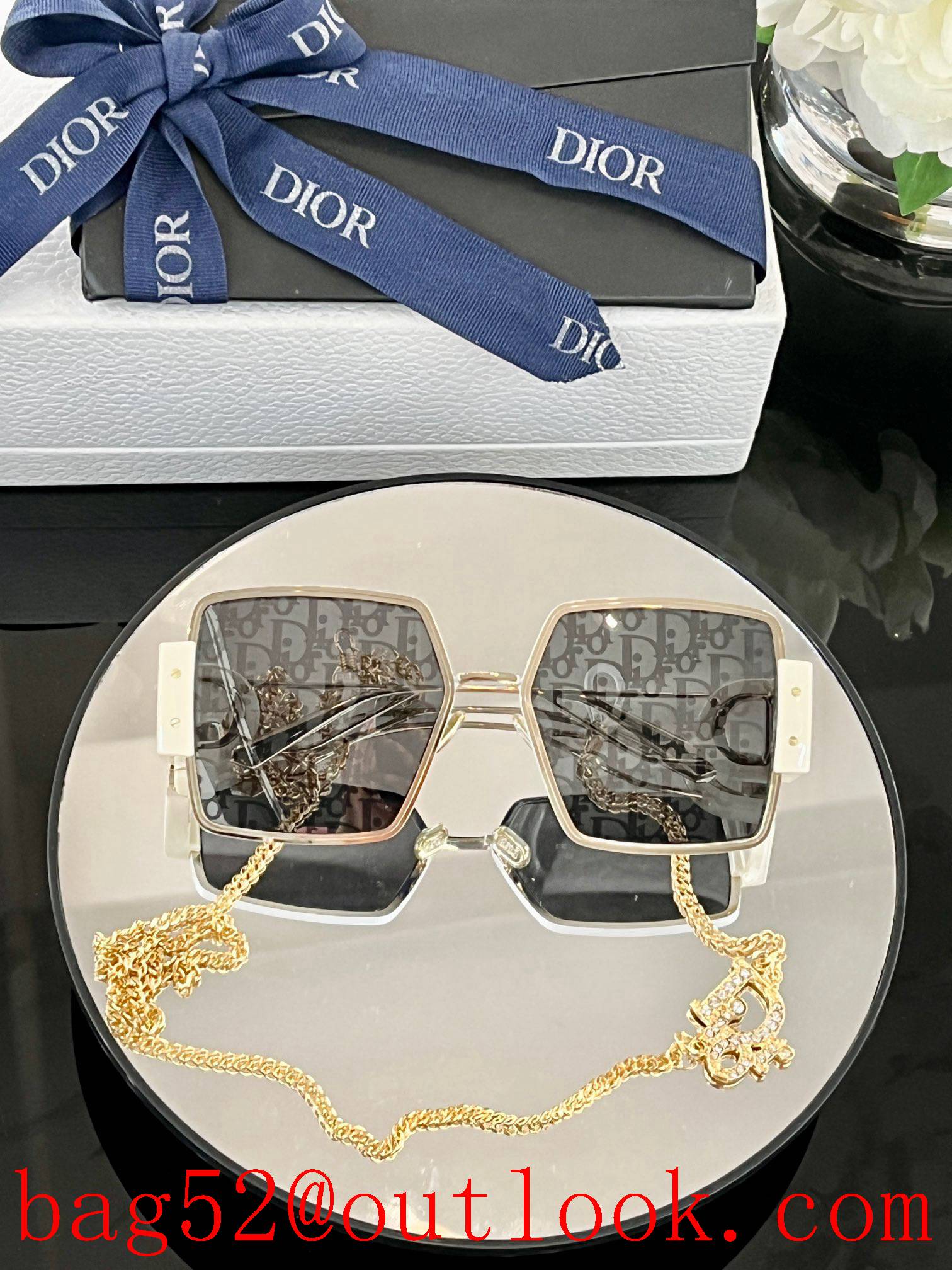 Dior high version chain diamond women sunglasses