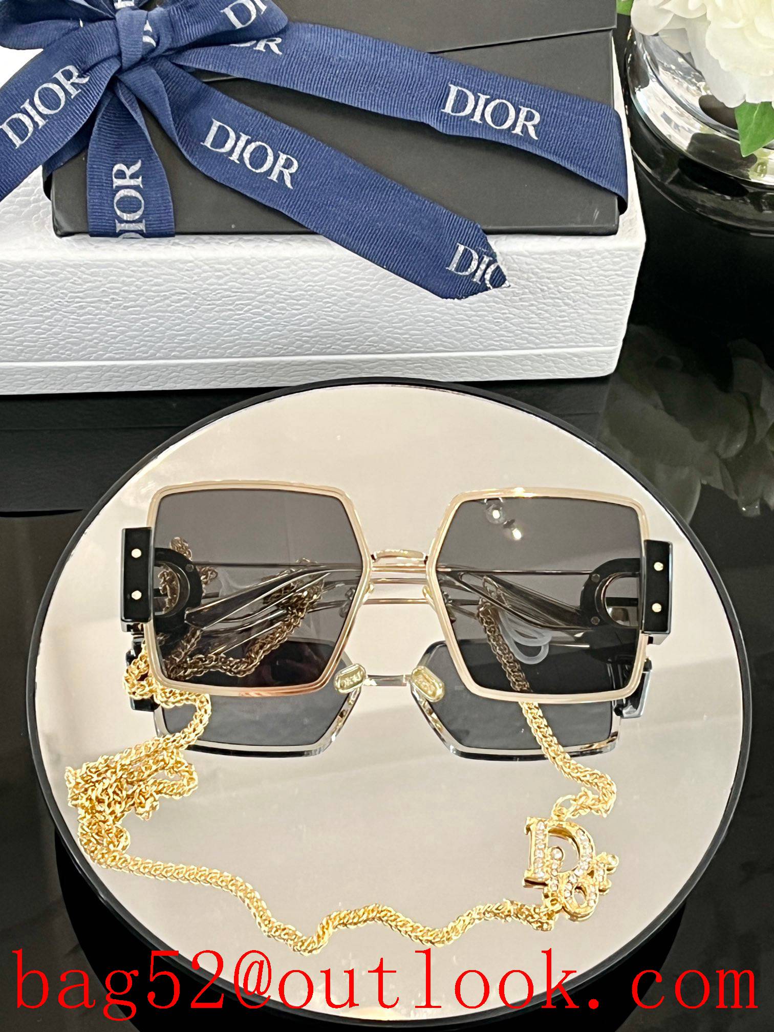 Dior high version chain diamond women sunglasses