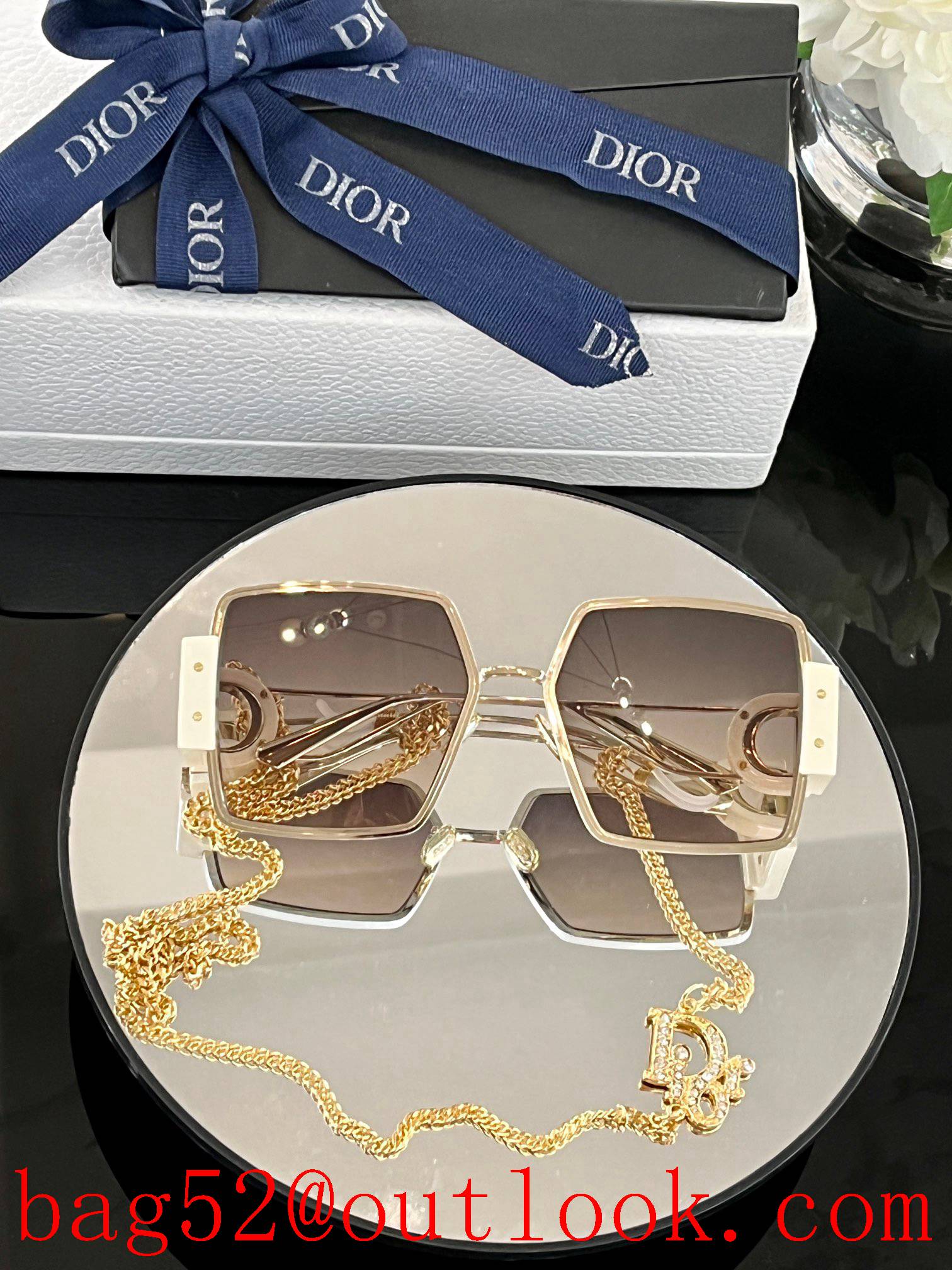 Dior high version chain diamond women sunglasses