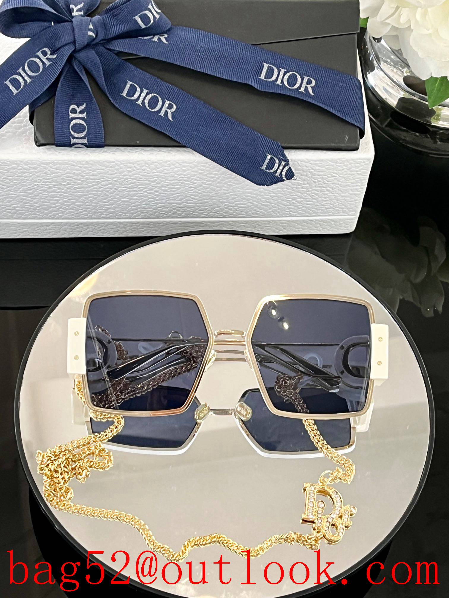 Dior high version chain diamond women sunglasses