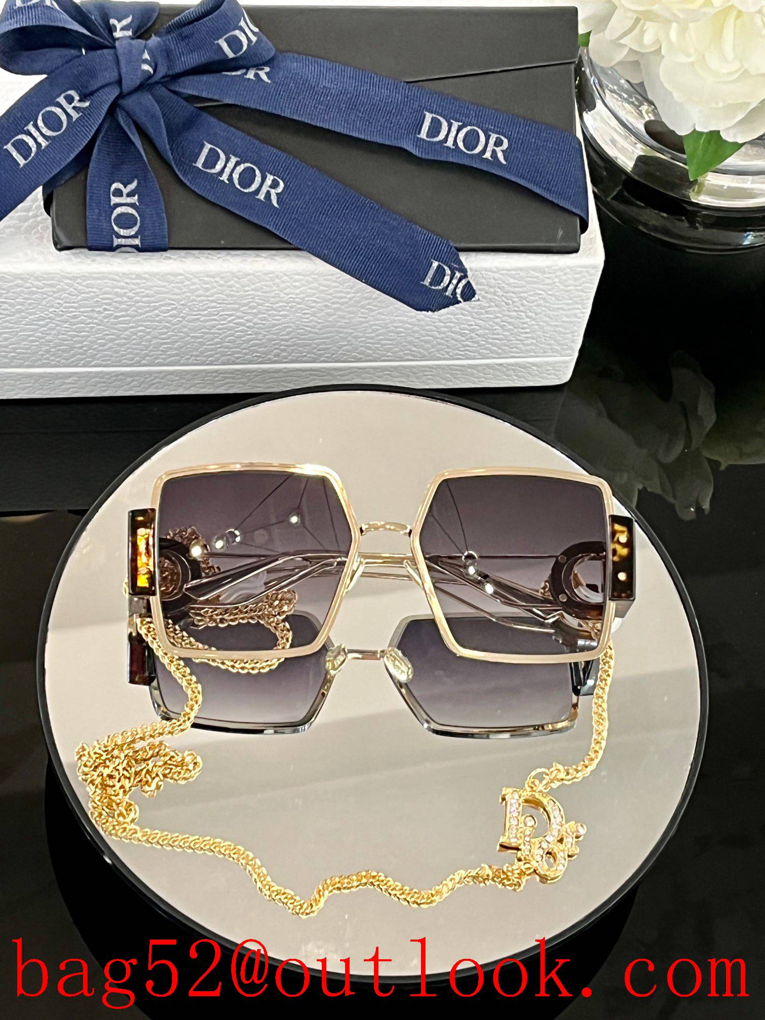 Dior high version chain diamond women sunglasses