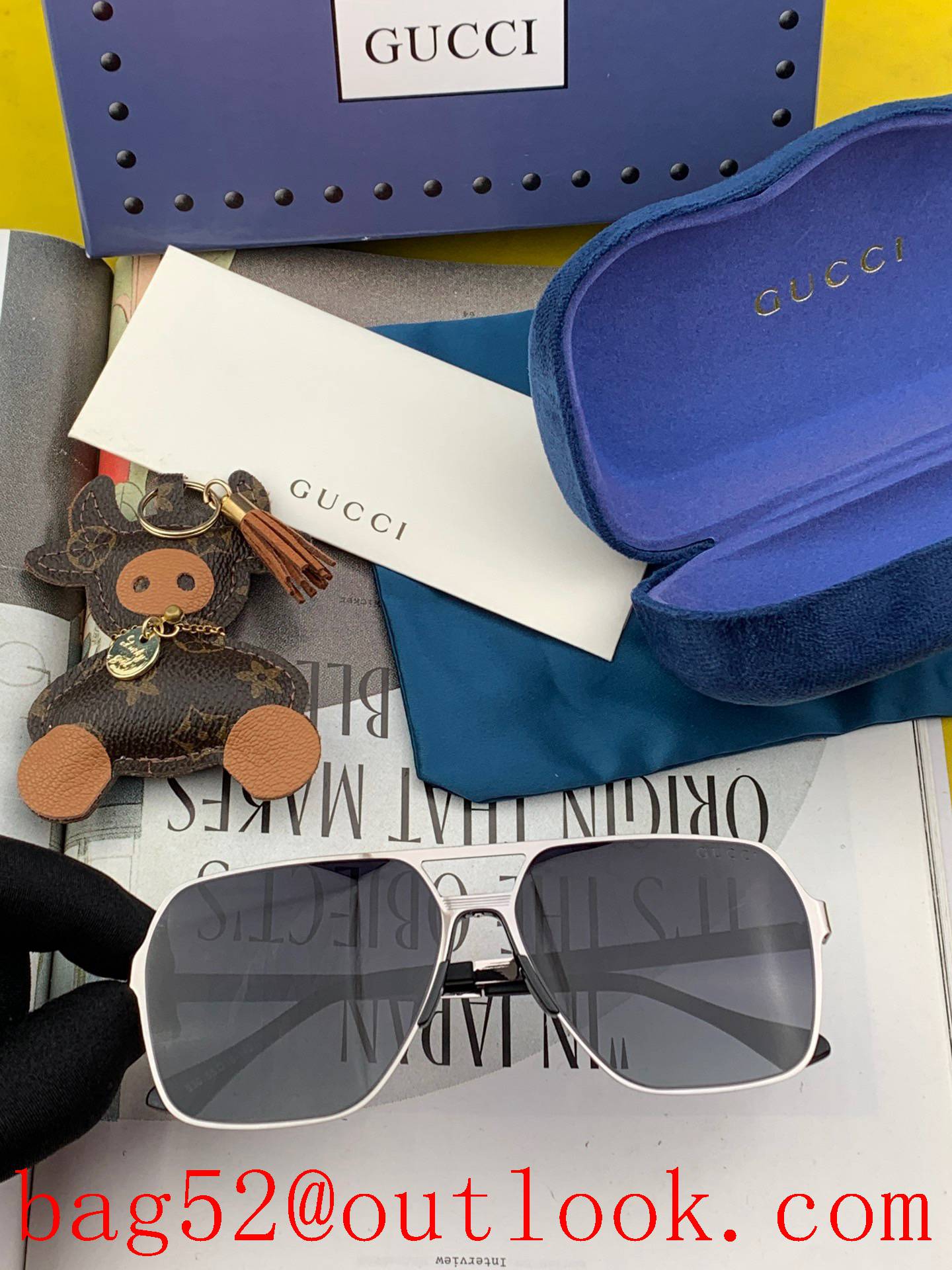 Gucci Men's colorful pilot polarized sunglasses