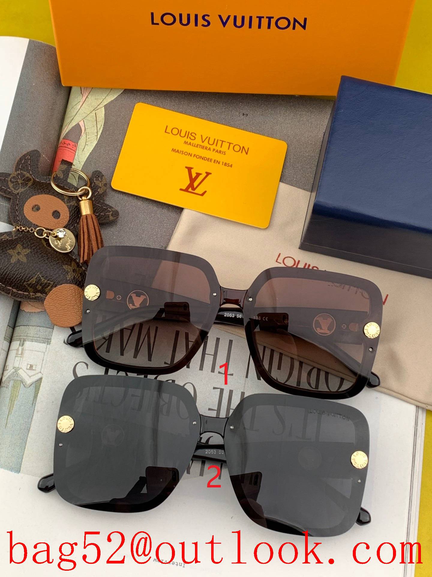 LV Louis Vuitton large-frame Classic box design sunglasses