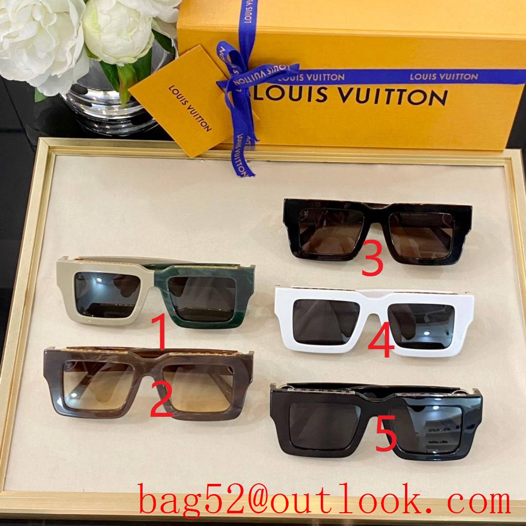 LV Louis Vuitton 5 Colors side temples metal logo width frame women sunglasses