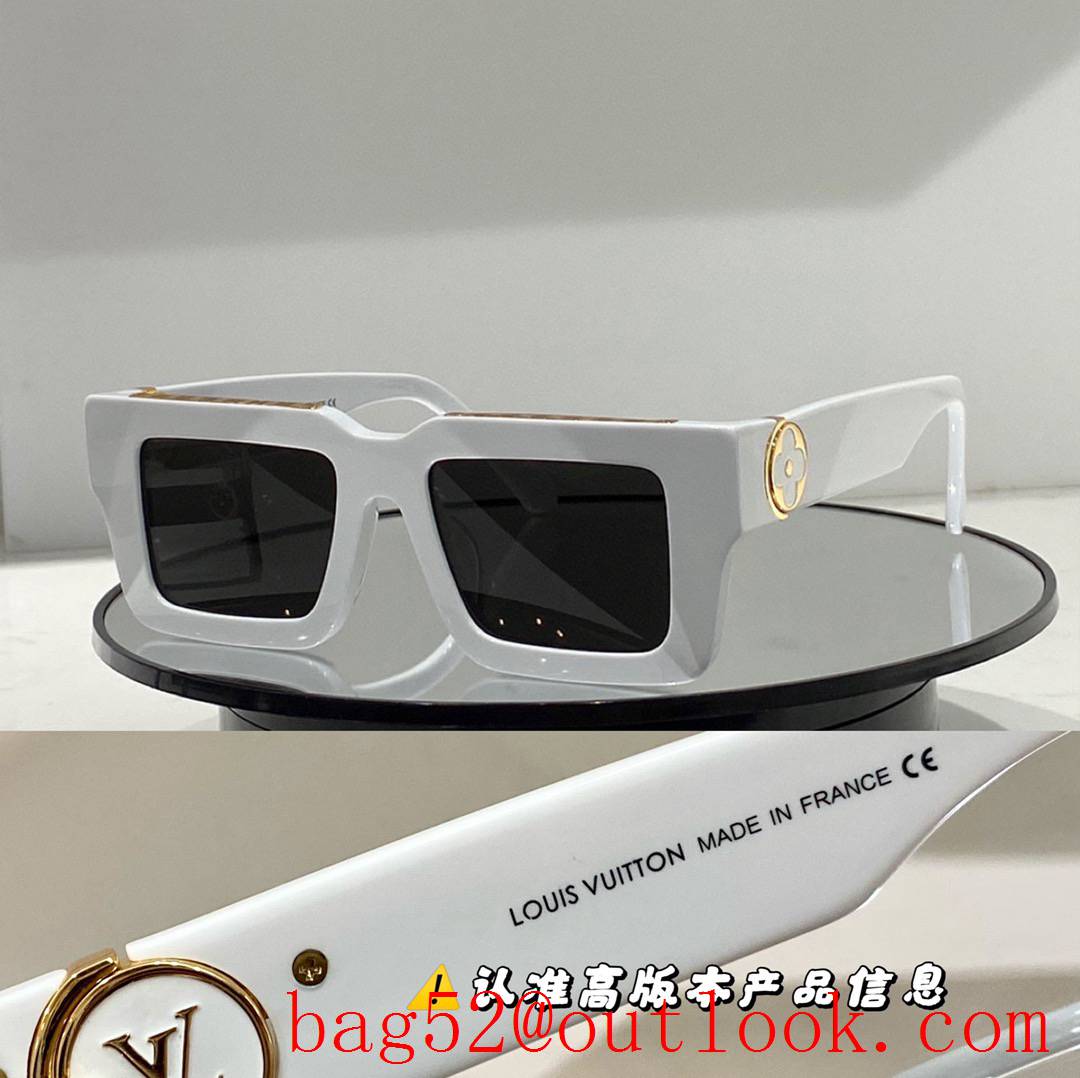 LV Louis Vuitton 5 Colors side temples metal logo width frame women sunglasses