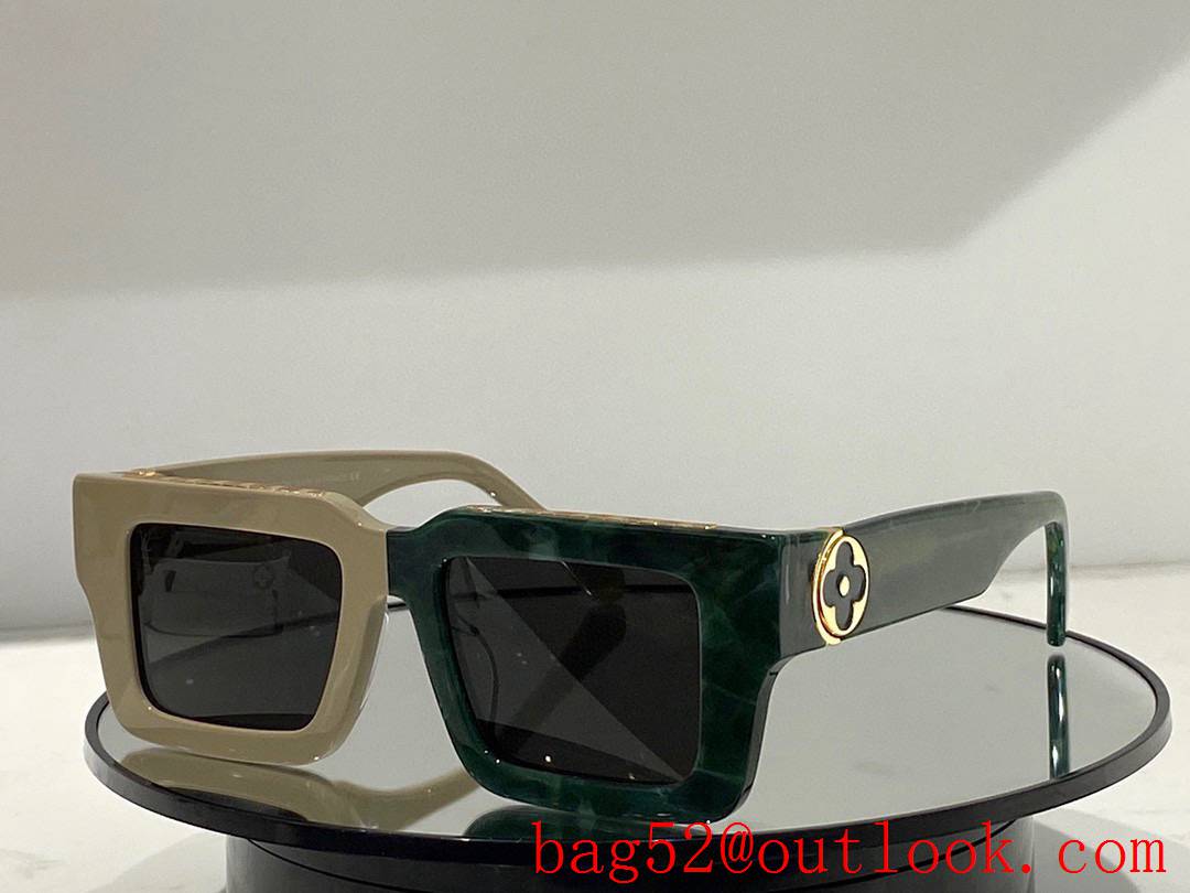 LV Louis Vuitton 5 Colors side temples metal logo width frame women sunglasses