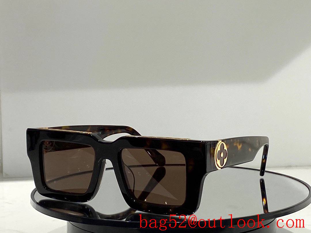 LV Louis Vuitton 5 Colors side temples metal logo width frame women sunglasses