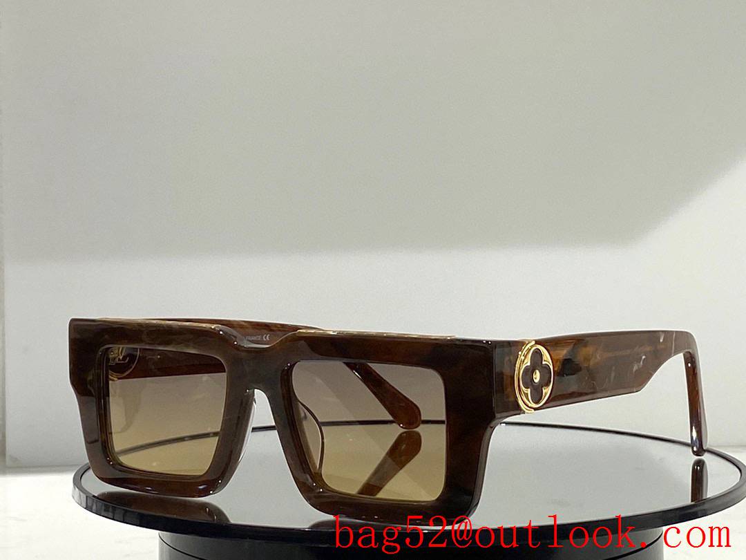 LV Louis Vuitton 5 Colors side temples metal logo width frame women sunglasses