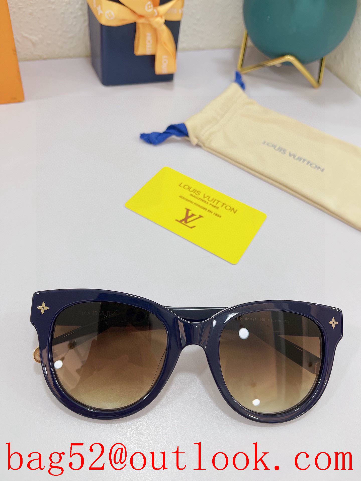 LV Louis Vuitton 6 colors Elegant wide temples and frame women sunglasses