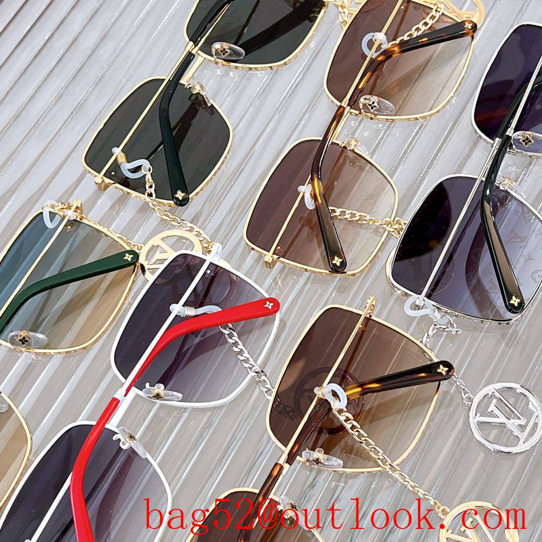 LV Louis Vuitton 6 colors logo chain women sunglasses