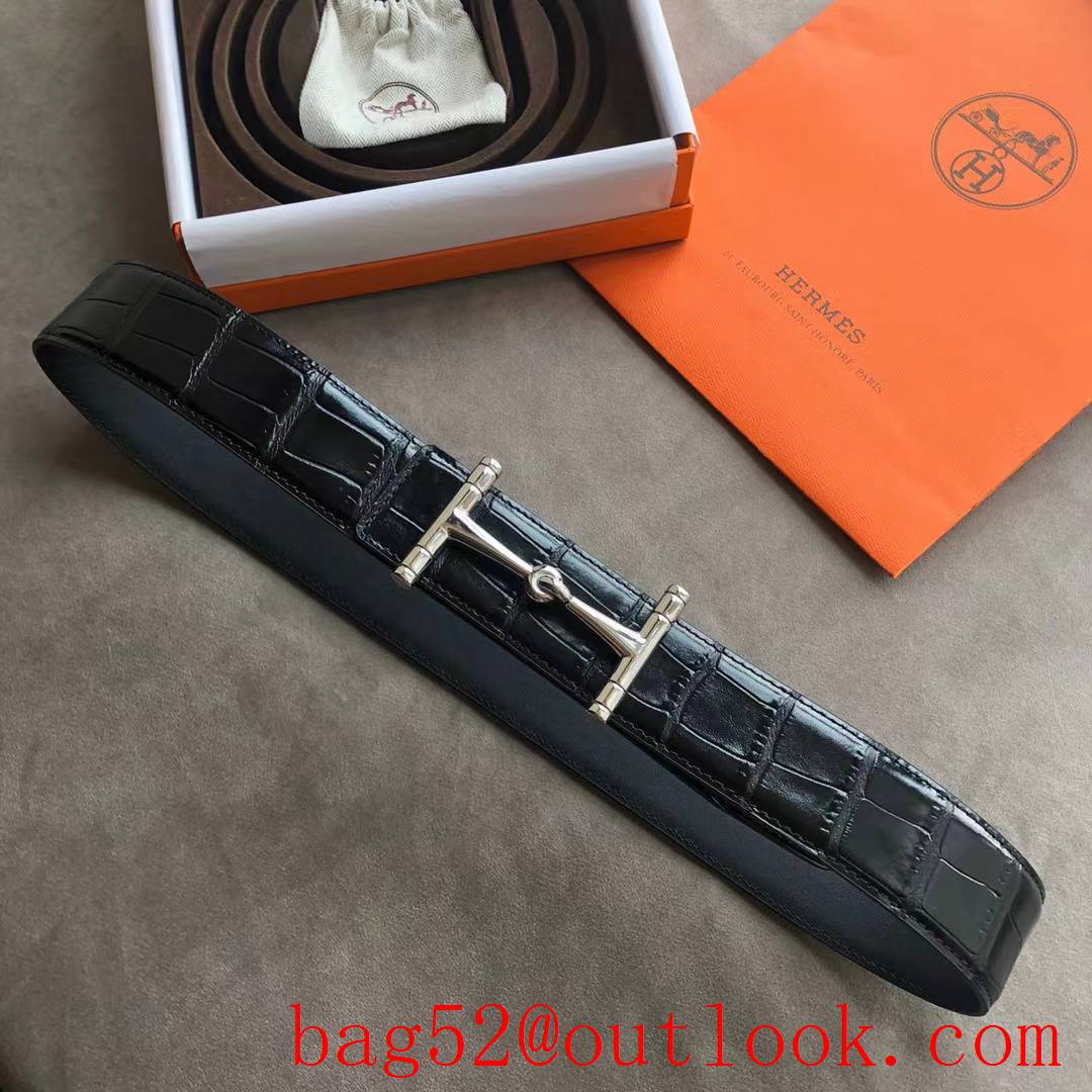 Hermes imported leather refined imitation crocodile leather belt