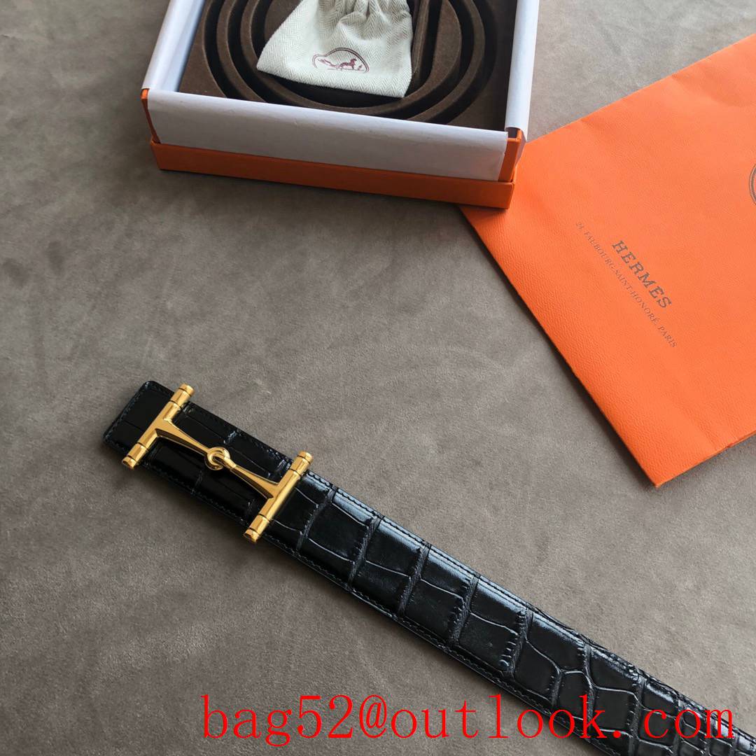 Hermes imported leather refined imitation crocodile leather belt