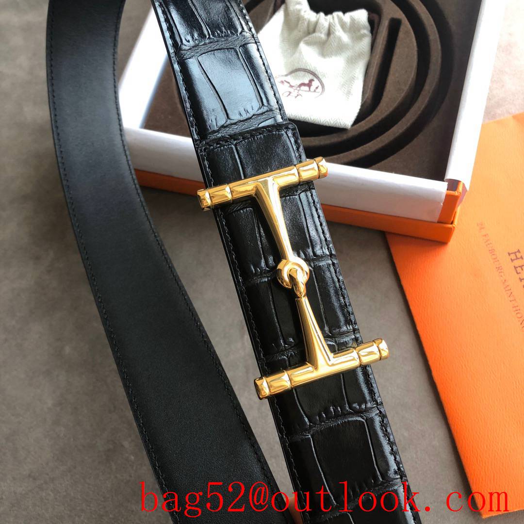 Hermes imported leather refined imitation crocodile leather belt