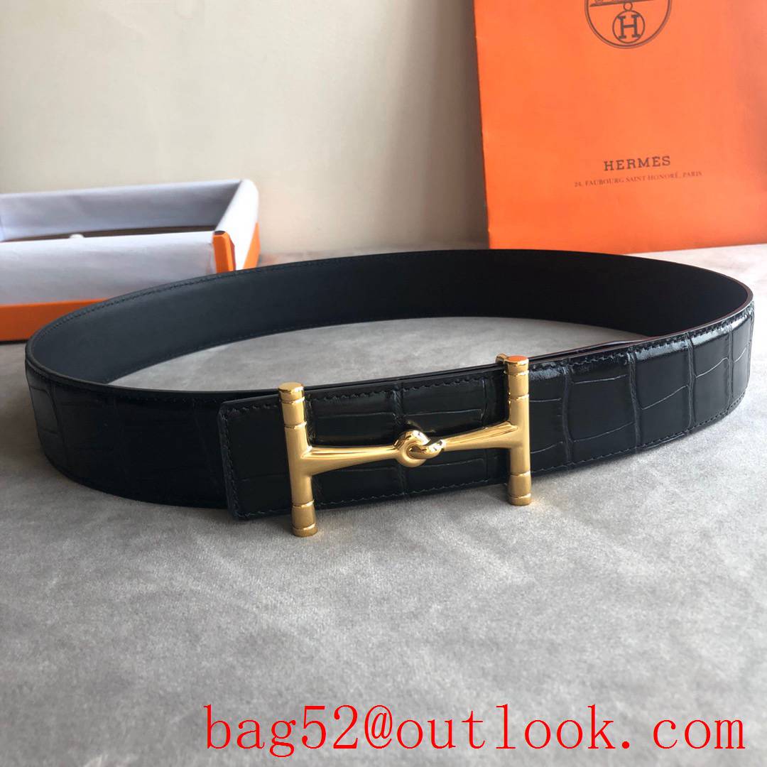 Hermes imported leather refined imitation crocodile leather belt