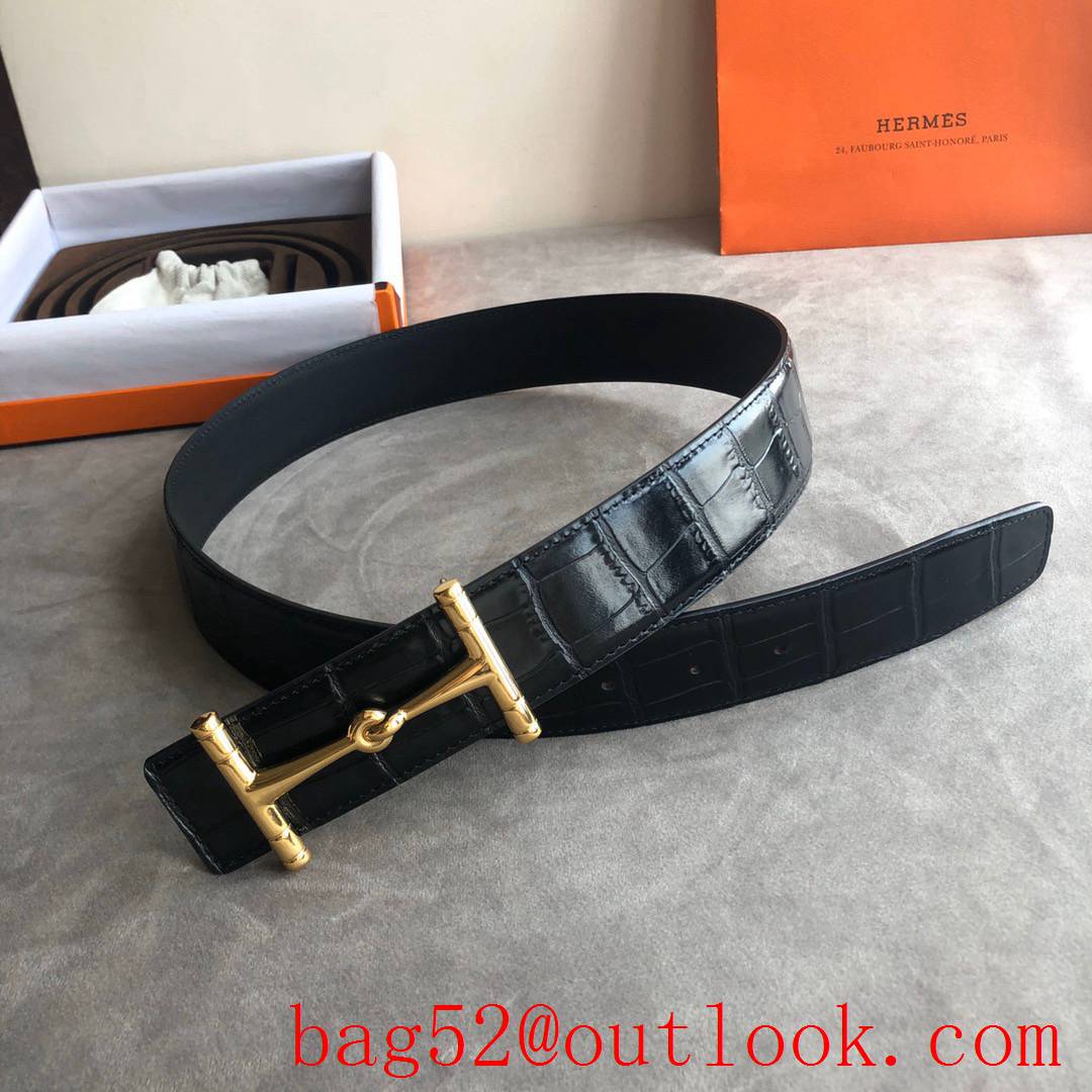 Hermes imported leather refined imitation crocodile leather belt