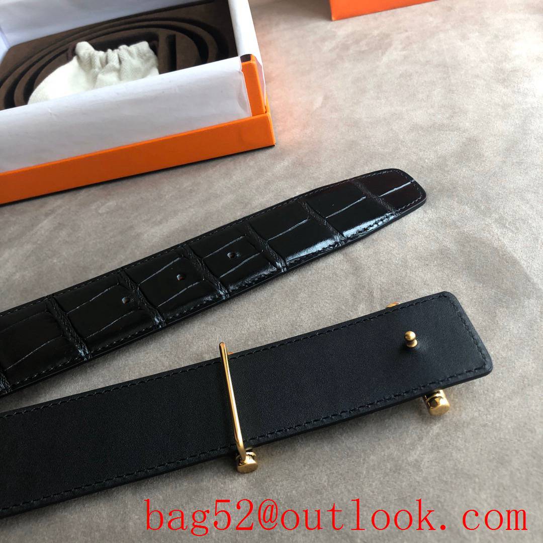 Hermes imported leather refined imitation crocodile leather belt